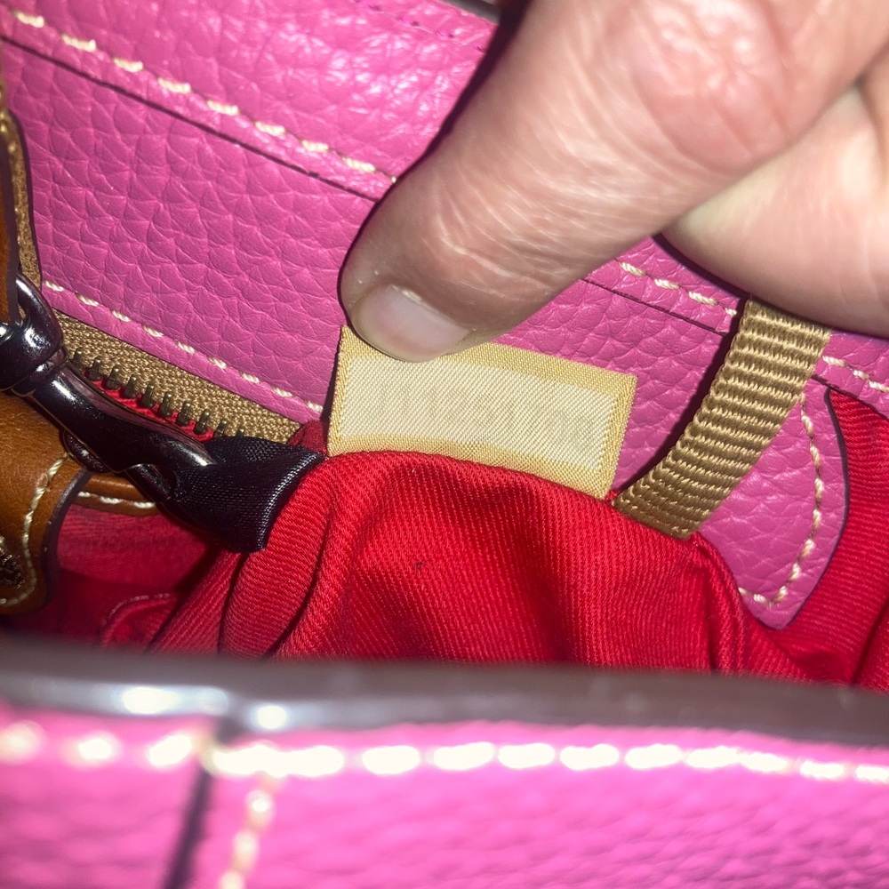 Dooney & Bourke Hot Pink Pebble Leather Tote with Brown Trim - Picture 12 of 15